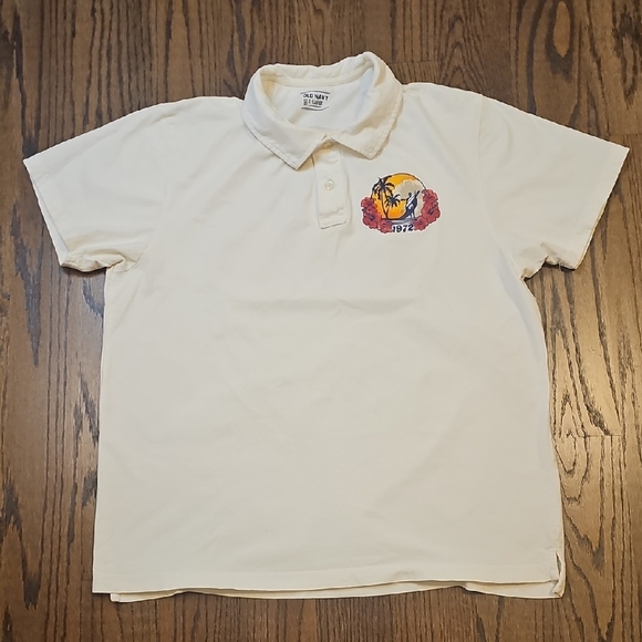 Old Navy Graphic Cream Polo Shirt - Picture 1 of 8